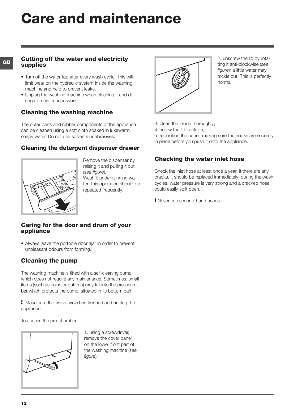 Care and maintenance | Indesit IWD 7145 S User Manual | Page 12 / 16