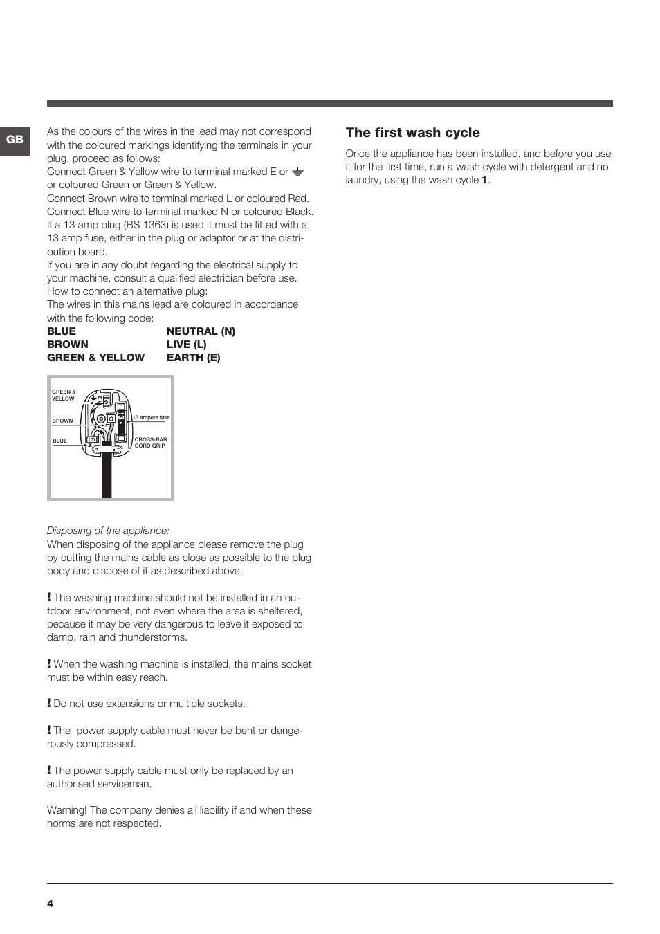 The first wash cycle | Indesit IWD 7145 S User Manual | Page 4 / 16