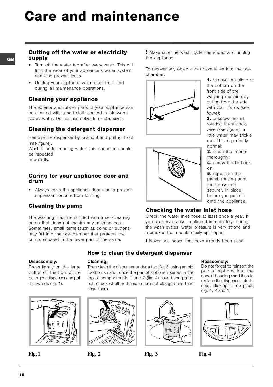 Care and maintenance | Indesit WITL 86 User Manual | Page 10 / 72