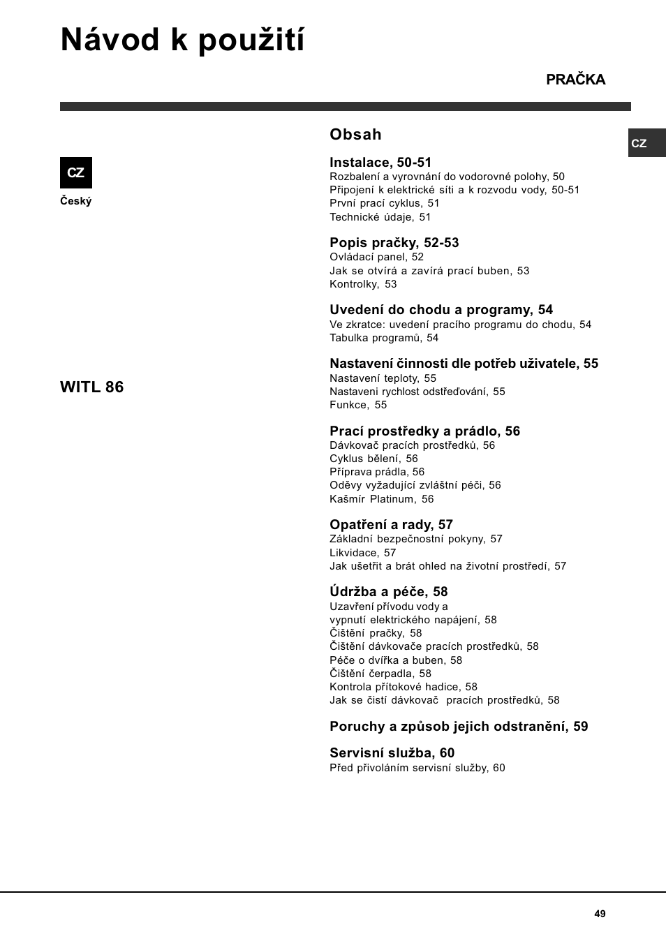 Indesit WITL 86 User Manual | Page 49 / 72