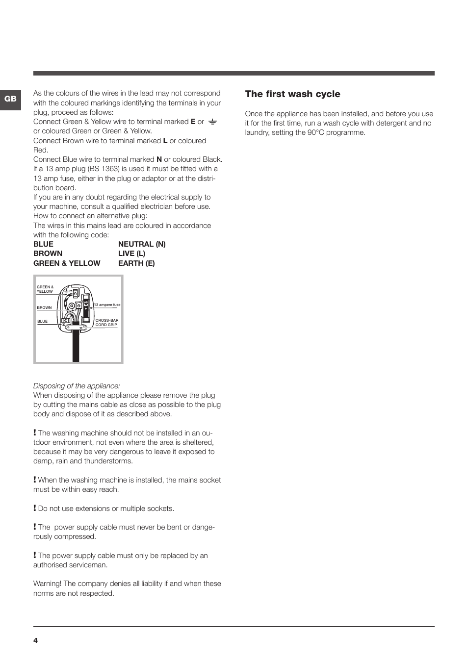 The first wash cycle | Indesit IWD User Manual | Page 4 / 16