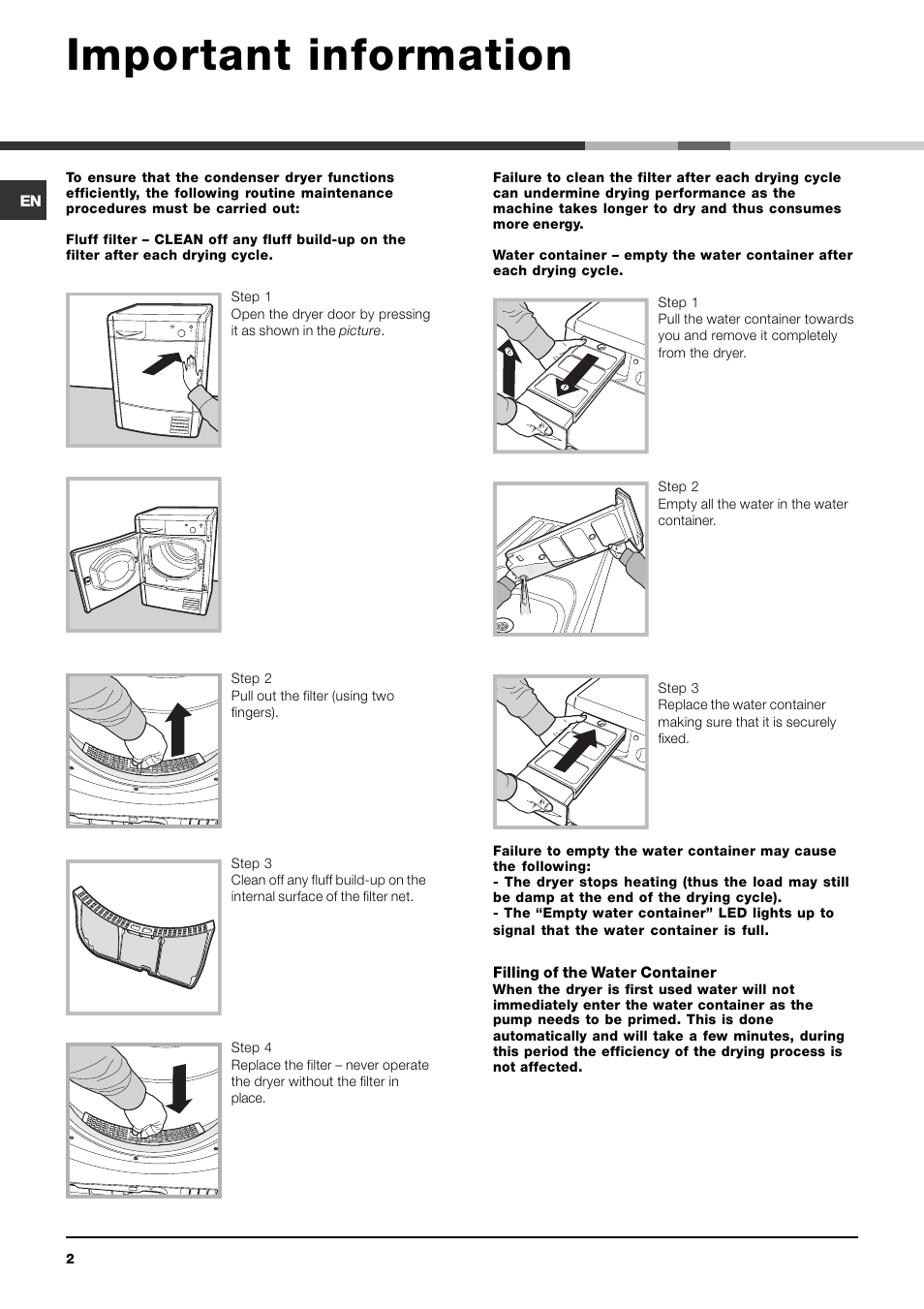 Important information | Indesit IDC 75 User Manual | Page 2 / 16