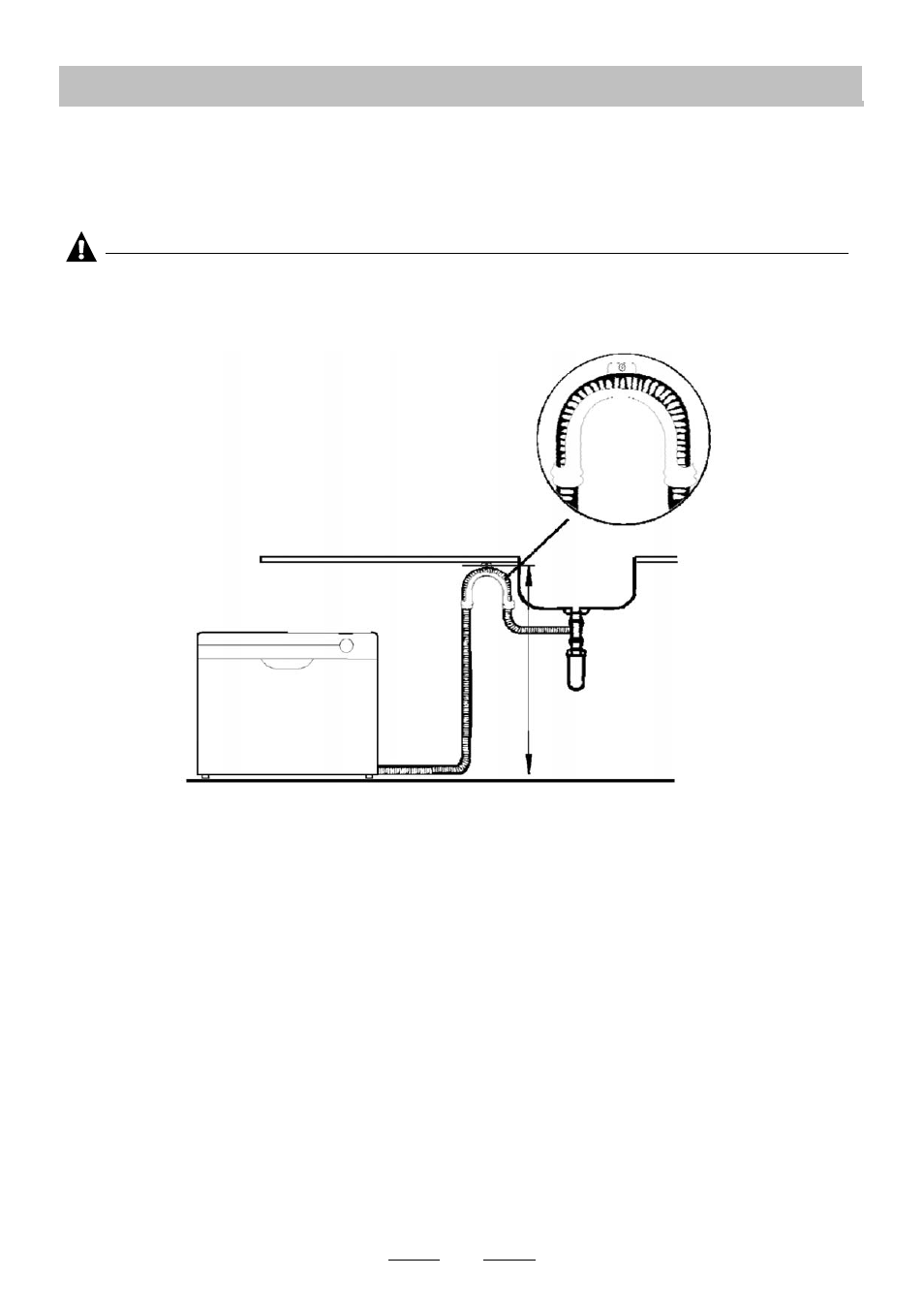 Max 75 cm, Connection of drain hoses, Attention | Indesit Dishwasher ICD User Manual | Page 19 / 23