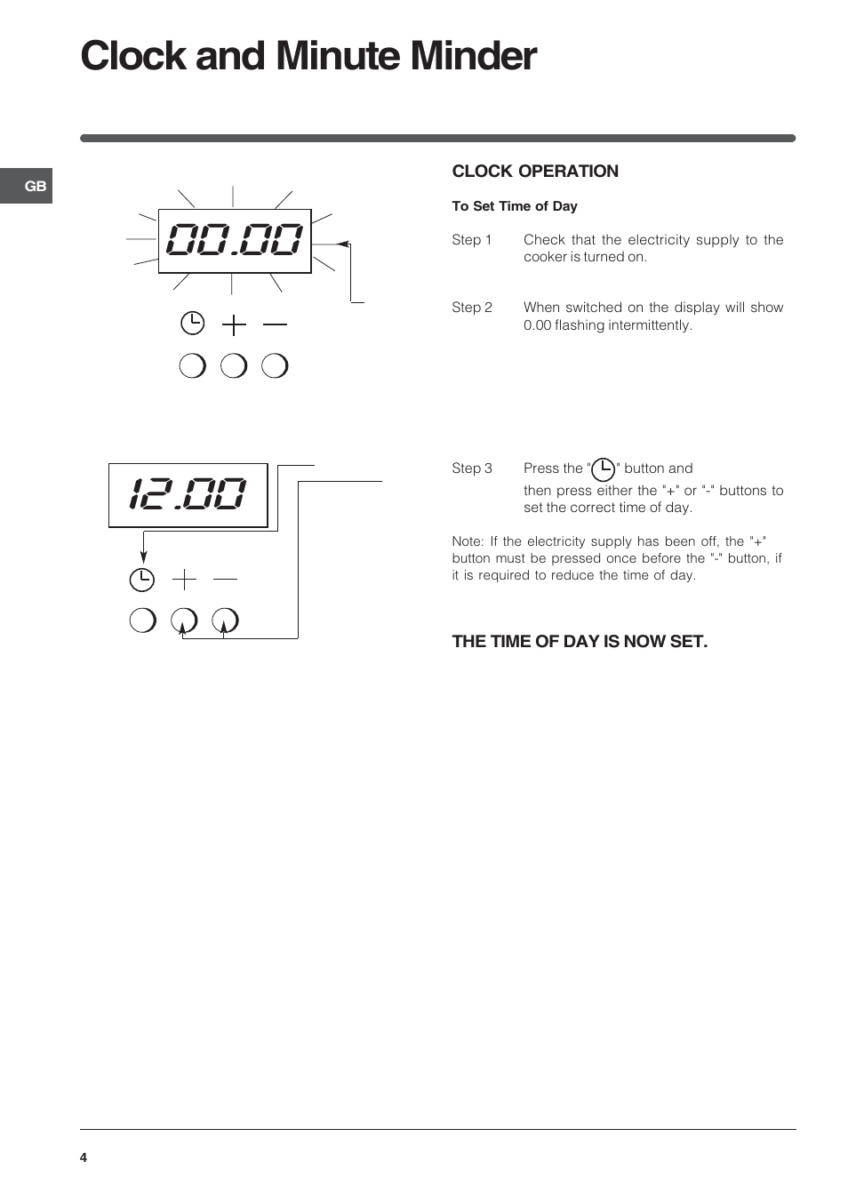 Clock and minute minder | Indesit KD6G25SAIR User Manual | Page 4 / 24