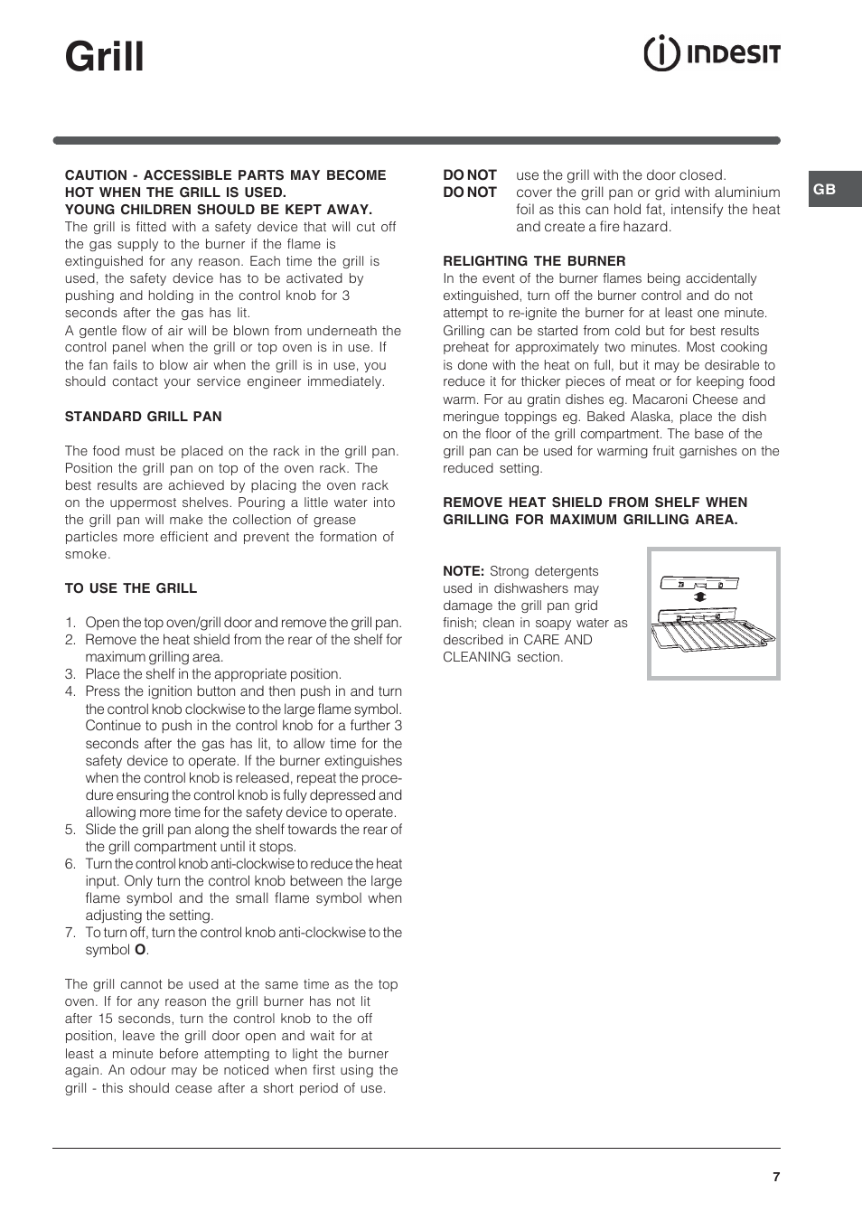 Grill | Indesit KD6G25SAIR User Manual | Page 7 / 24