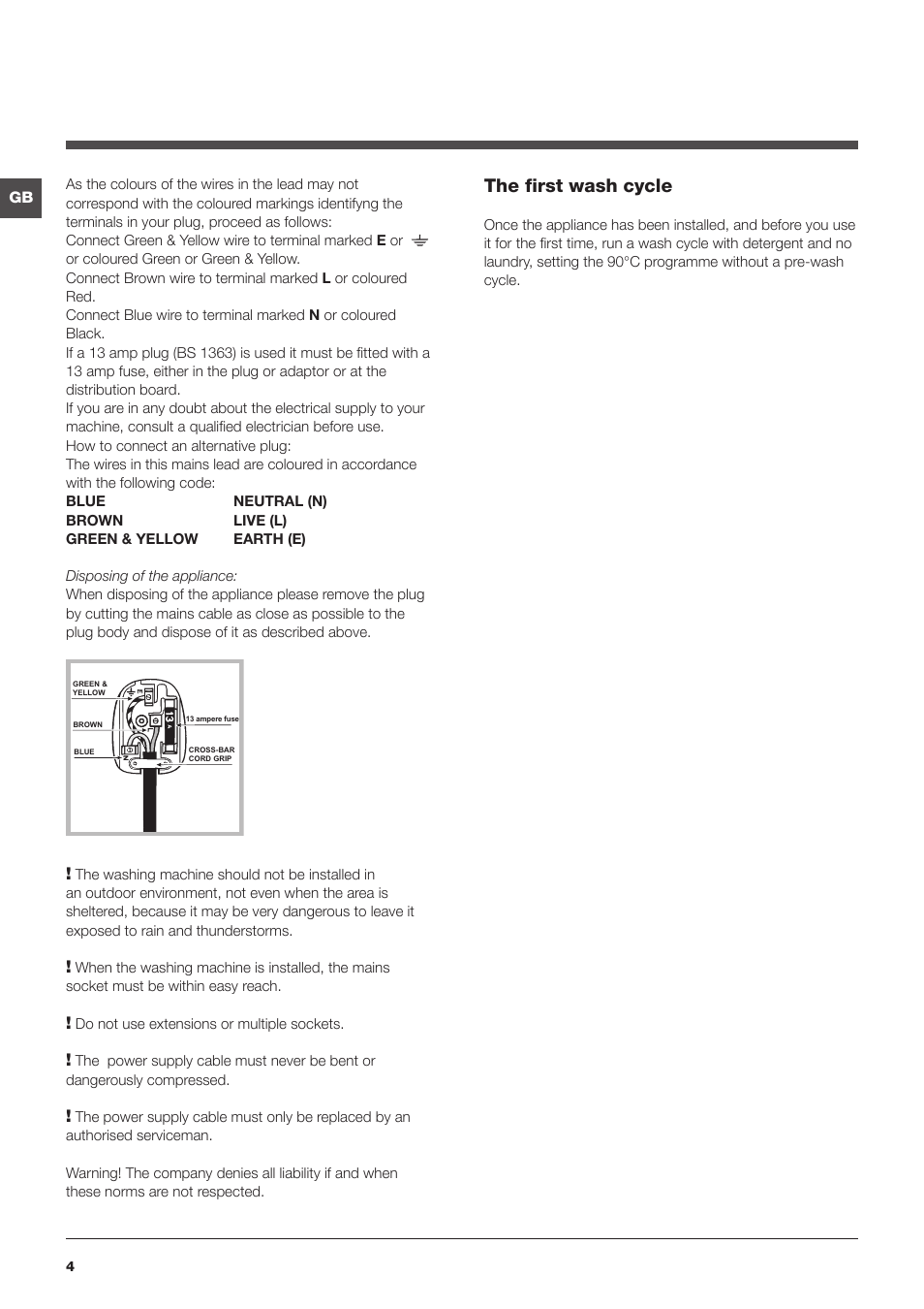 The first wash cycle | Indesit PWDE 8148 S User Manual | Page 4 / 16