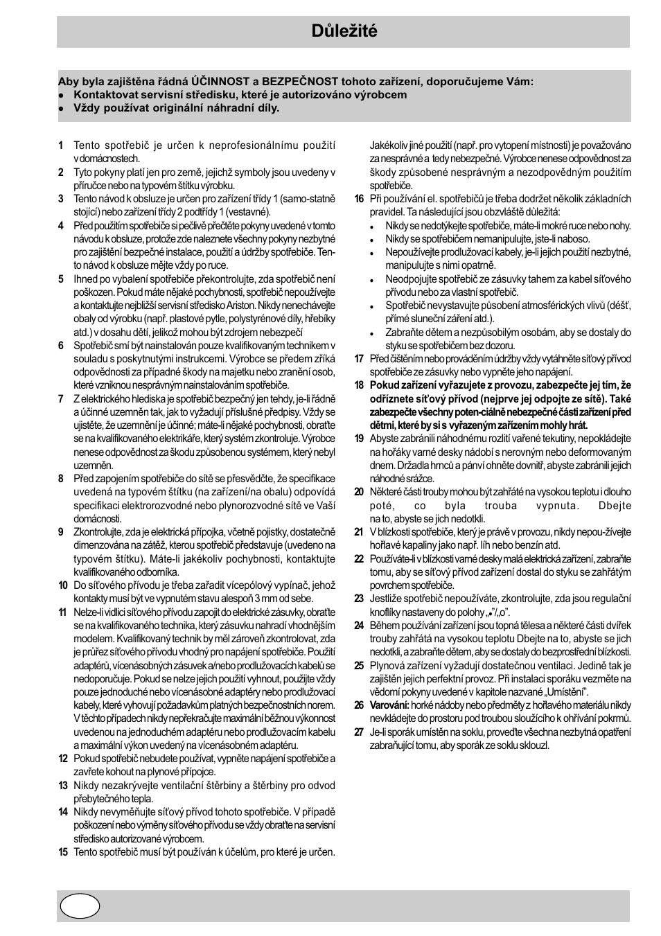 Dùleité | Indesit K3C11/R User Manual | Page 22 / 57