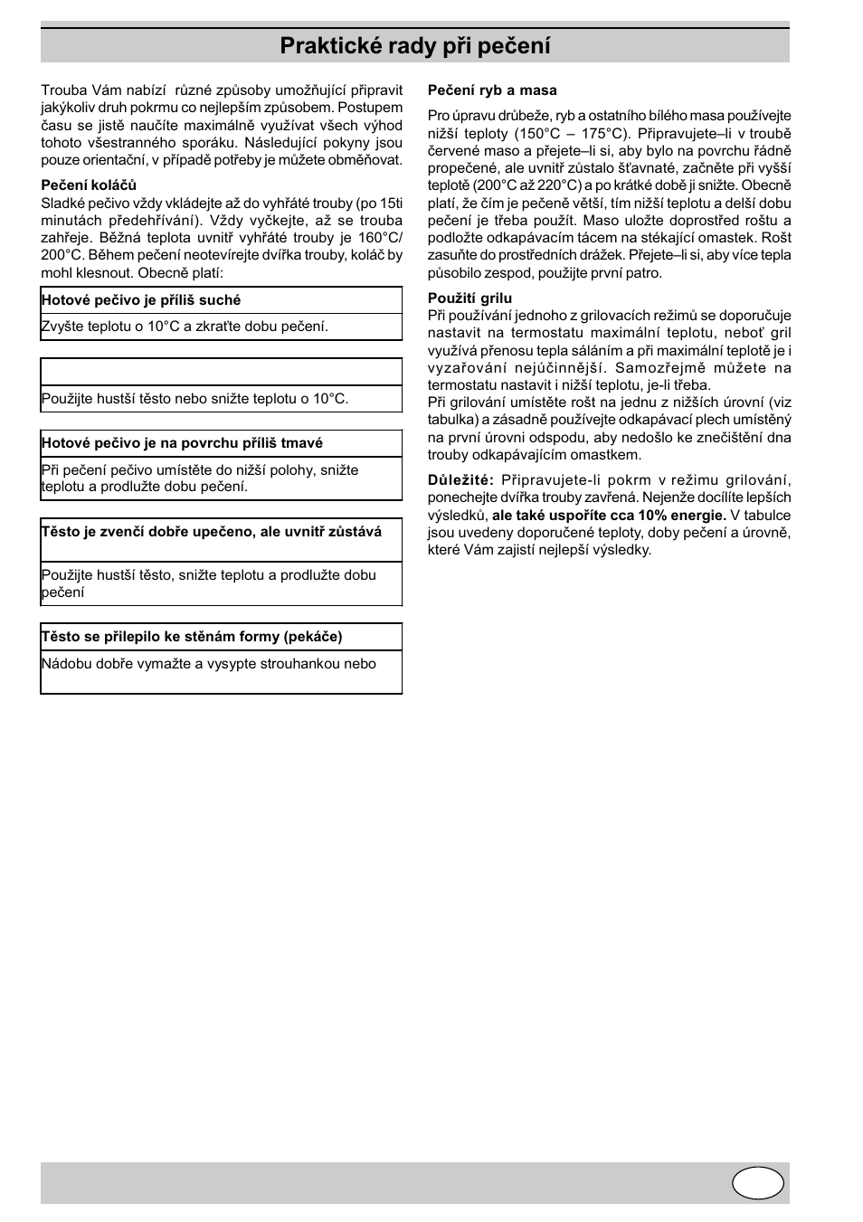 Praktické rady pøi peèení | Indesit K3C11/R User Manual | Page 27 / 57