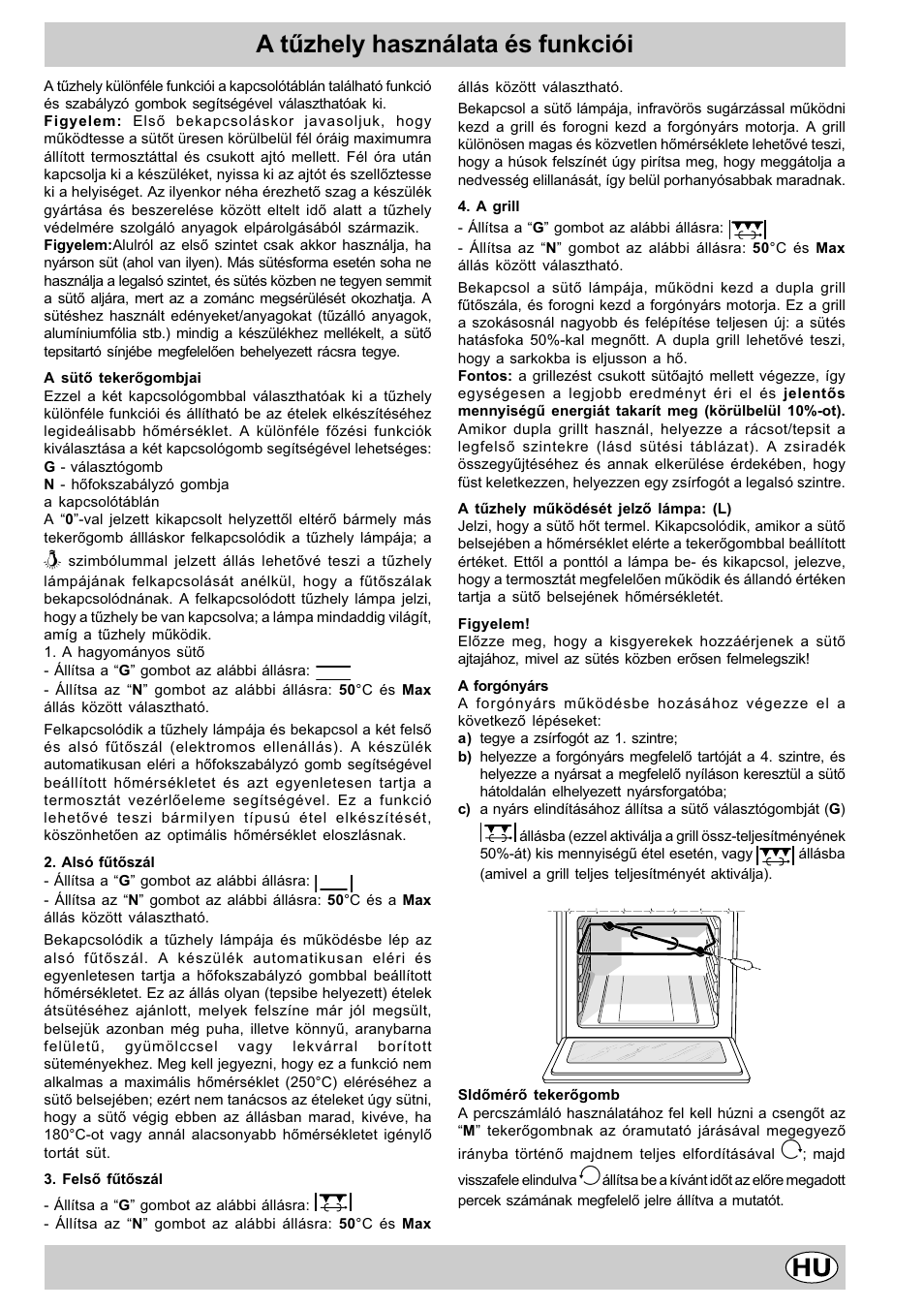 A tûzhely használata és funkciói | Indesit K3C11/R User Manual | Page 44 / 57