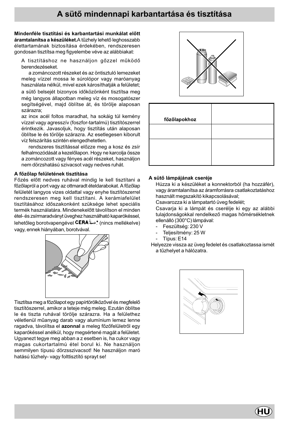 A sütõ mindennapi karbantartása és tisztítása | Indesit K3C11/R User Manual | Page 48 / 57