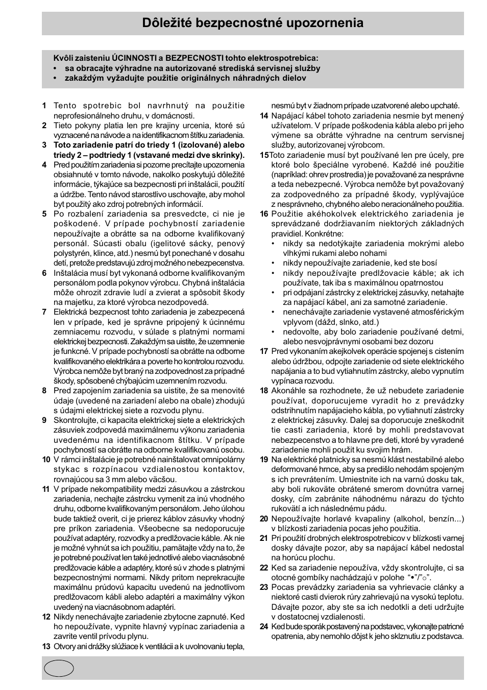 Dôleité bezpecnostné upozornenia | Indesit K3C11/R User Manual | Page 49 / 57