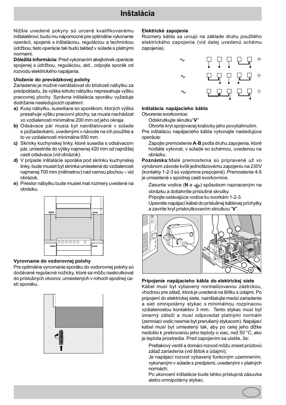 Intalácia | Indesit K3C11/R User Manual | Page 50 / 57