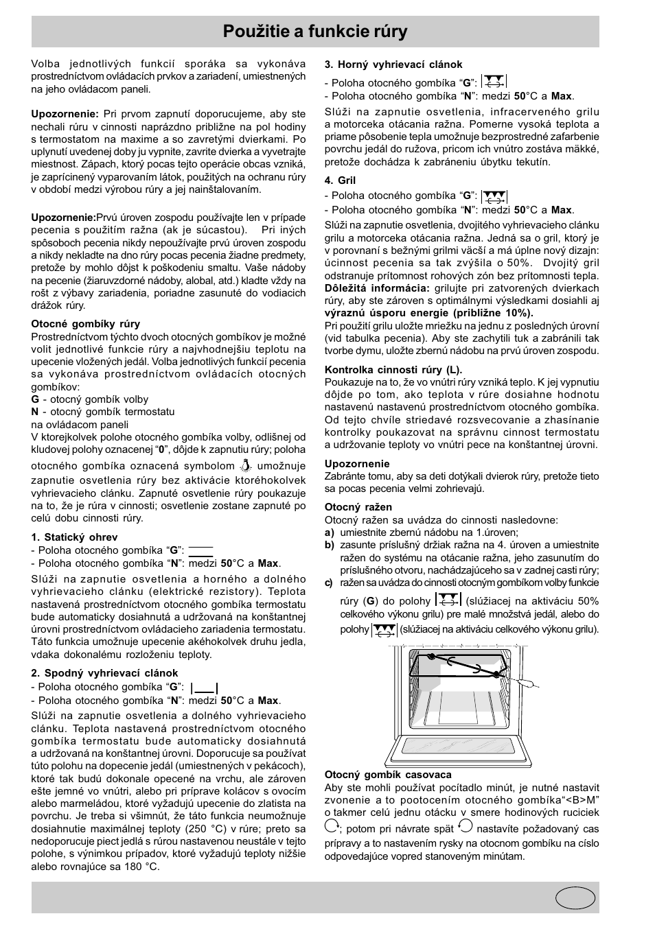 Pouitie a funkcie rúry | Indesit K3C11/R User Manual | Page 52 / 57