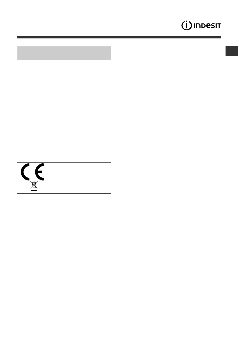 Technical data | Indesit IWDE 7125 User Manual | Page 5 / 16