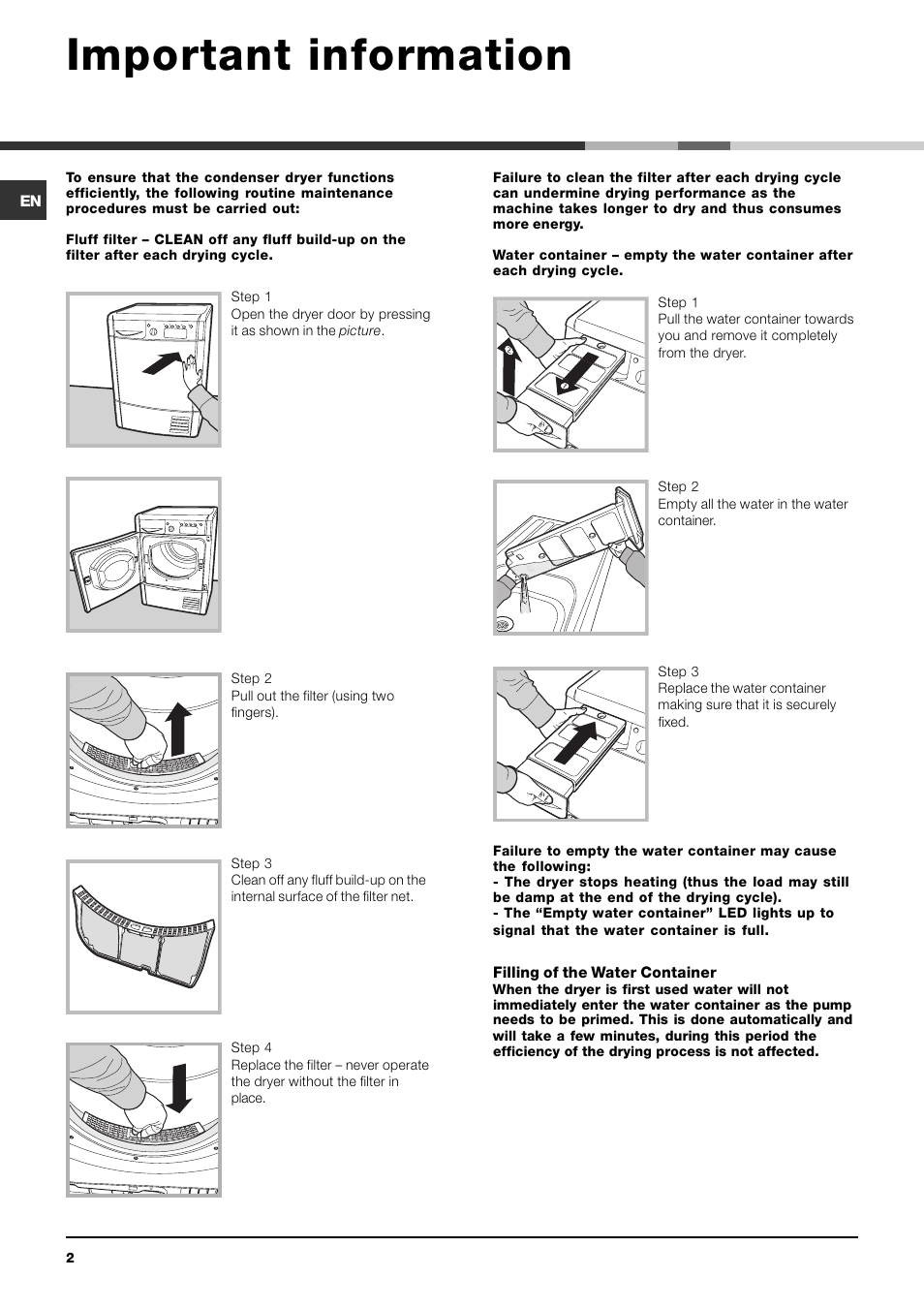 Important information | Indesit IDCE 845 User Manual | Page 2 / 20