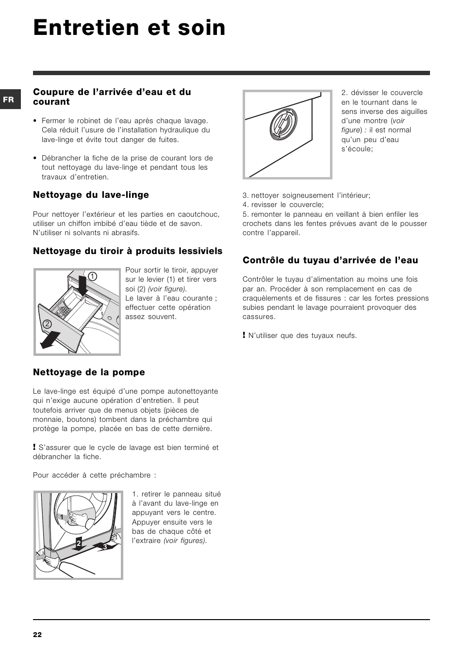 Entretien et soin | Indesit PWE 8168 W User Manual | Page 22 / 84
