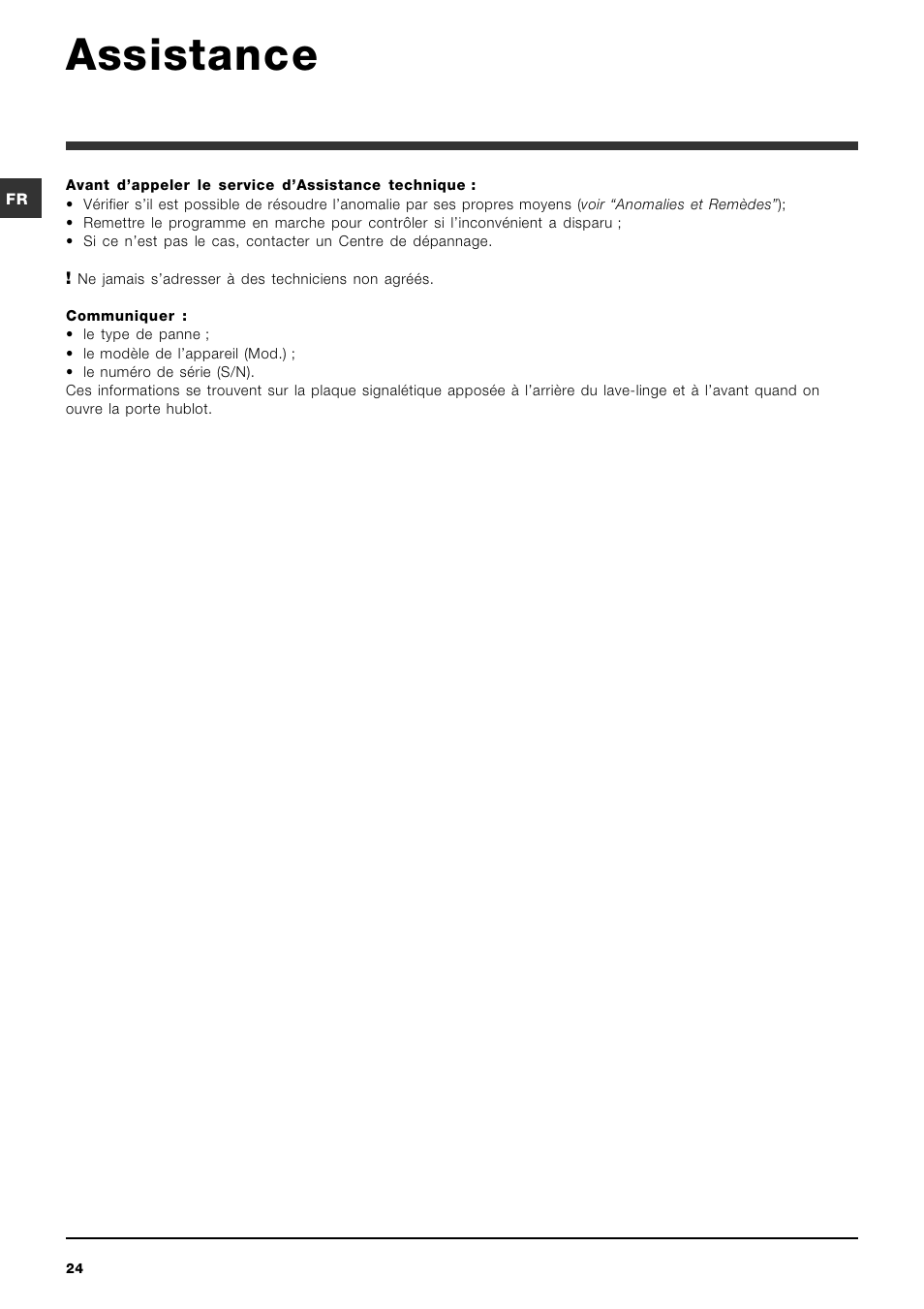 Assistance | Indesit PWE 8168 W User Manual | Page 24 / 84