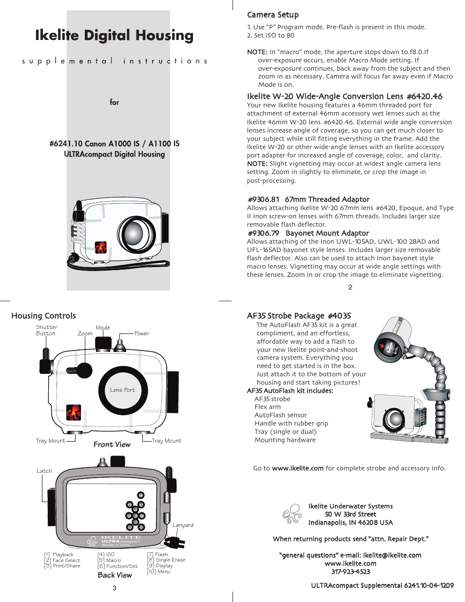 Ikelite W-20 User Manual | 1 page