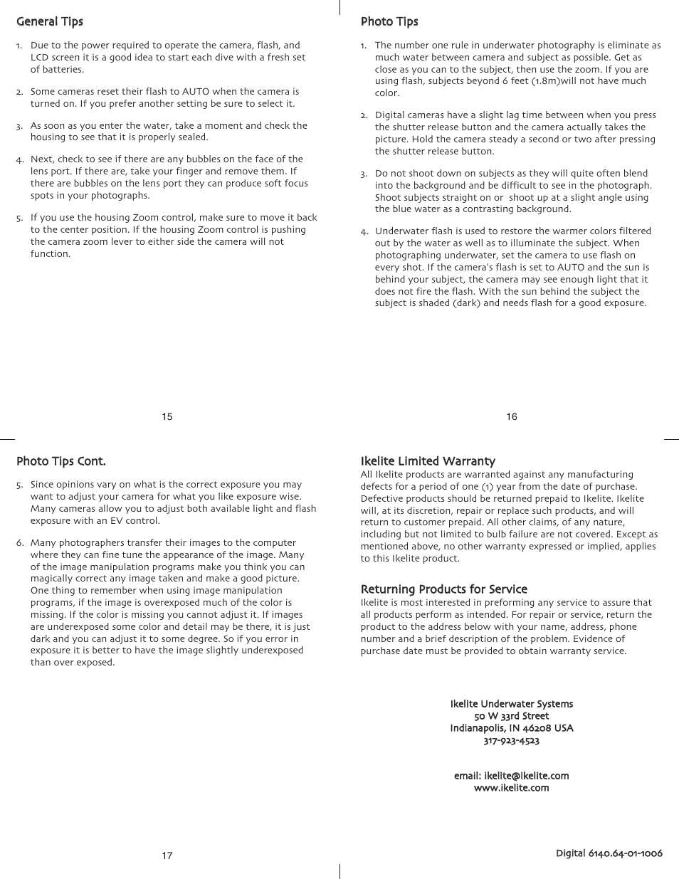 Ikelite Canon A630 User Manual | Page 6 / 6