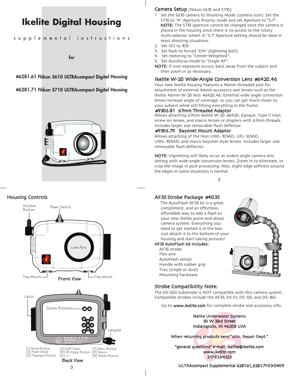 Ikelite AF35 User Manual | 1 page