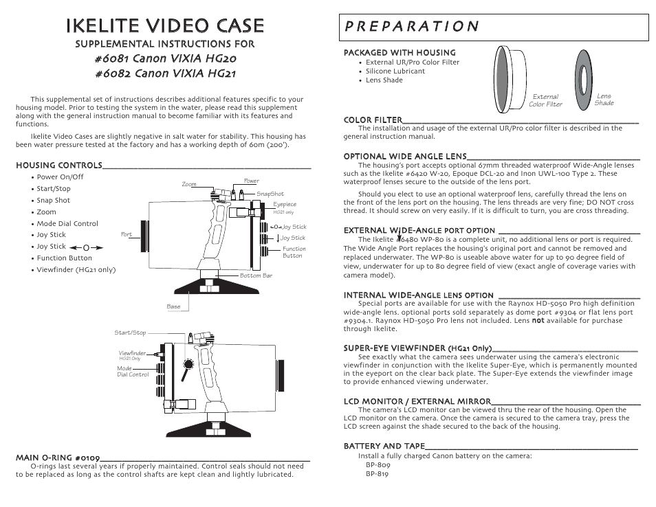 Ikelite Canon HG-21 User Manual | 2 pages