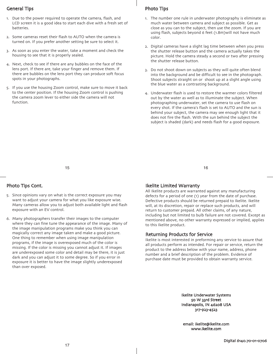 Ikelite Canon PowerShot A700 User Manual | Page 6 / 6