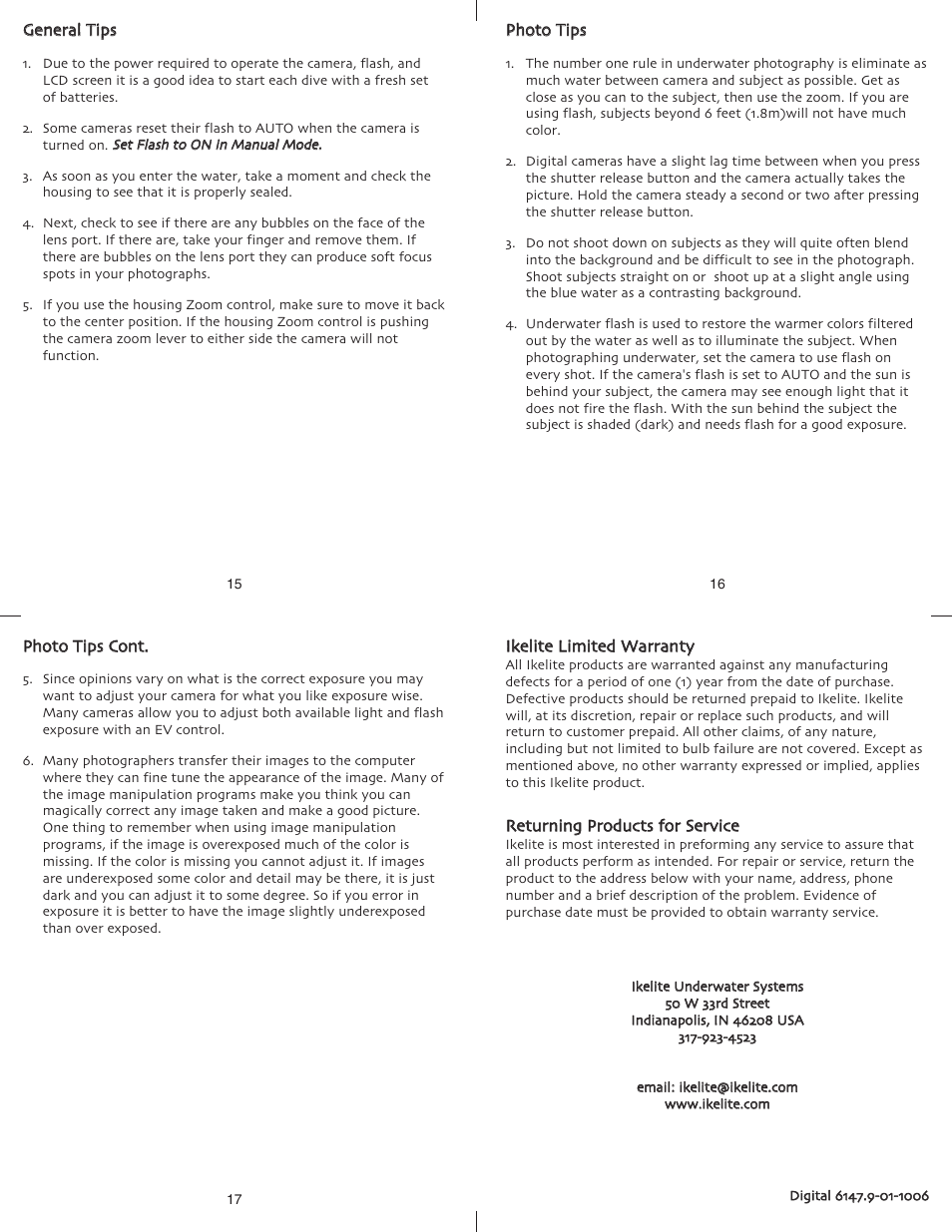 Ikelite PowerShot SD900 User Manual | Page 6 / 6