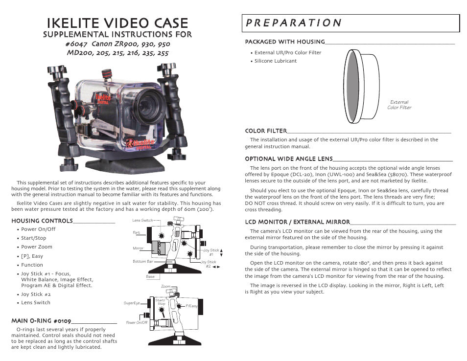 Ikelite ZR950 User Manual | 2 pages