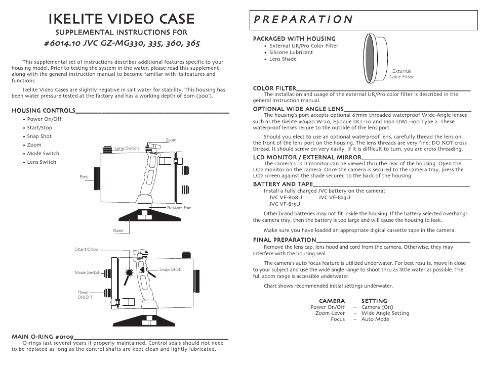 Ikelite GZ-MG-365 User Manual | 2 pages