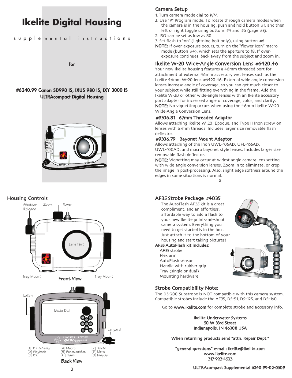 Ikelite IXUS 980 IS User Manual | 1 page