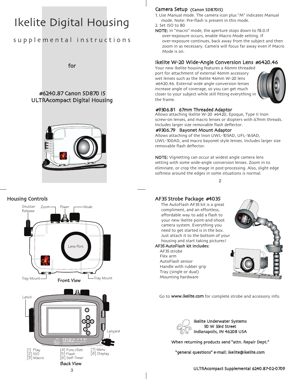 Ikelite SD870 IS User Manual | 1 page