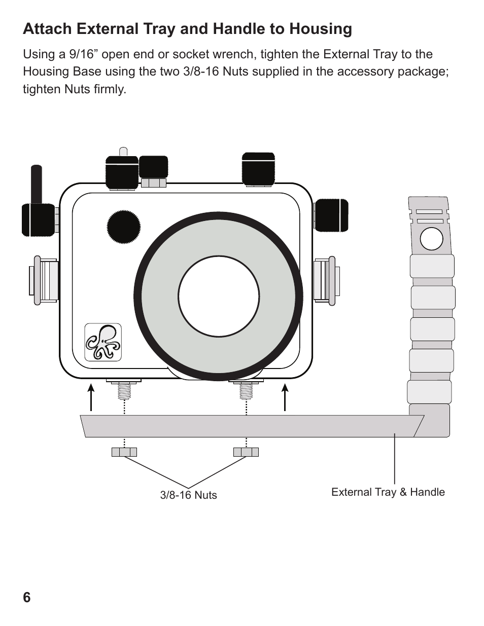 Attach external tray and handle to housing | Ikelite Underwater Housing for Canon PowerShot G12 User Manual | Page 6 / 28