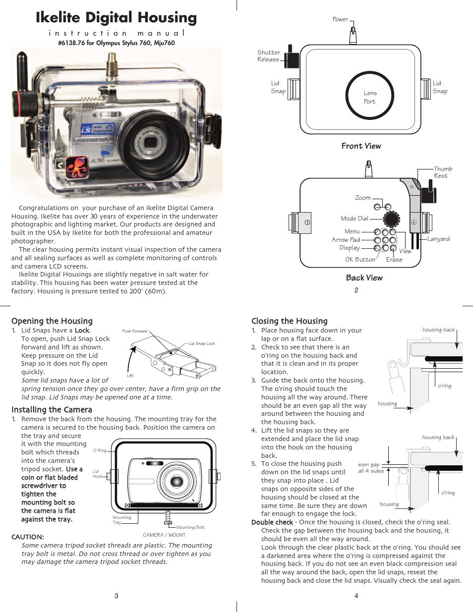 Ikelite Olympus Stylus 760 User Manual | 5 pages