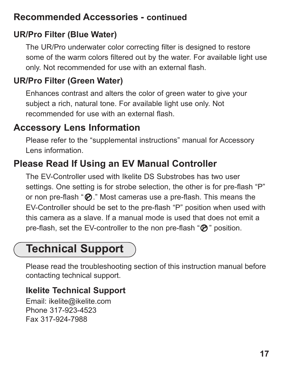 Technical support | Ikelite ALL User Manual | Page 17 / 20