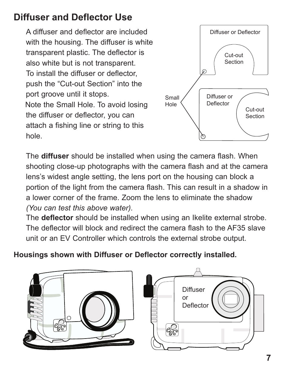 Diffuser and deflector use | Ikelite ALL User Manual | Page 7 / 20