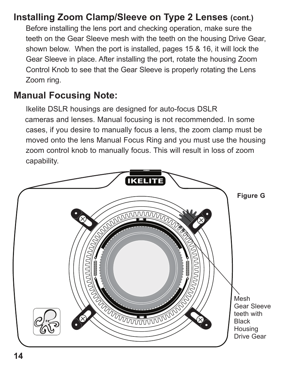 Installing zoom clamp/sleeve on type 2 lenses | Ikelite D90 User Manual | Page 14 / 28