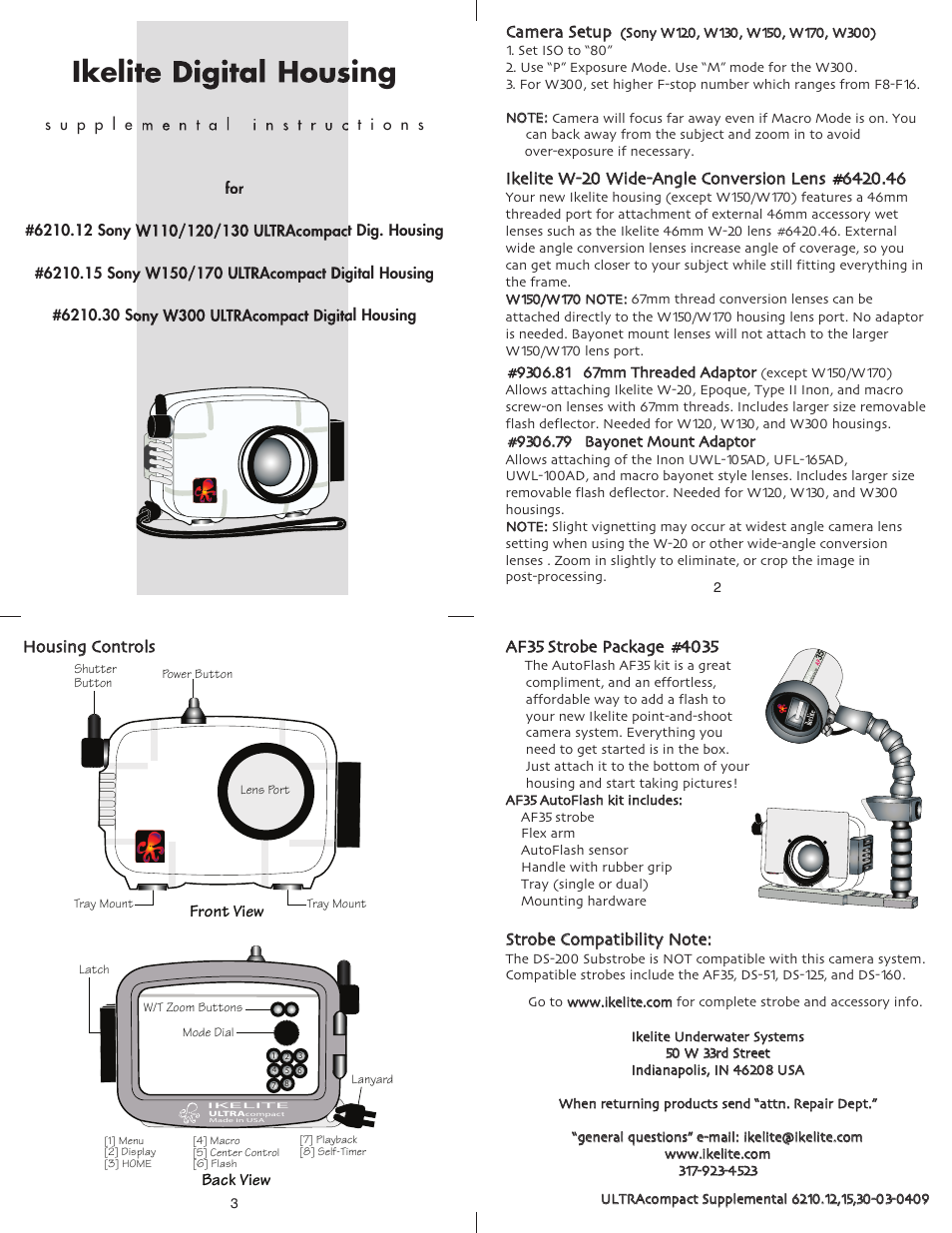 Ikelite W-120 User Manual | 1 page