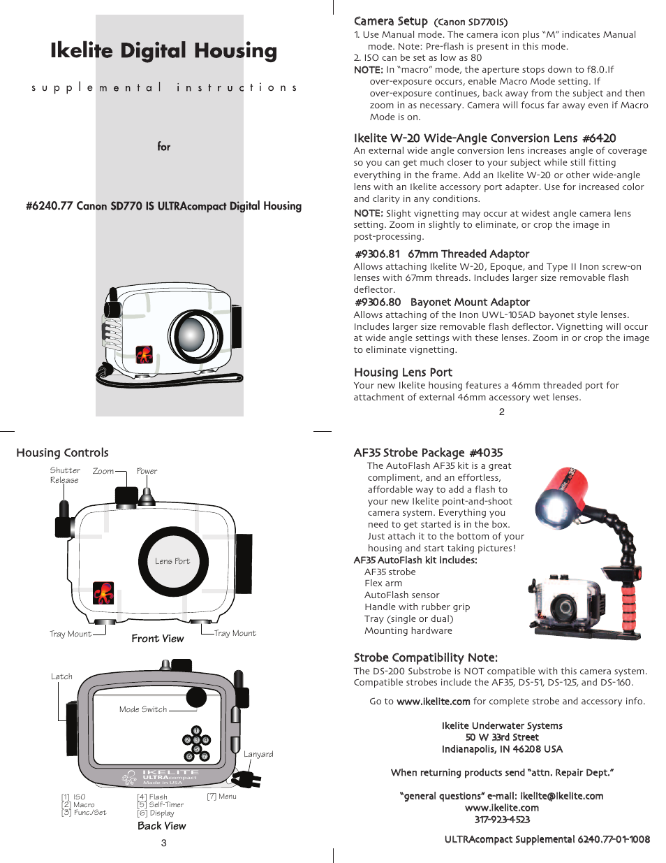 Ikelite SD770 User Manual | 1 page