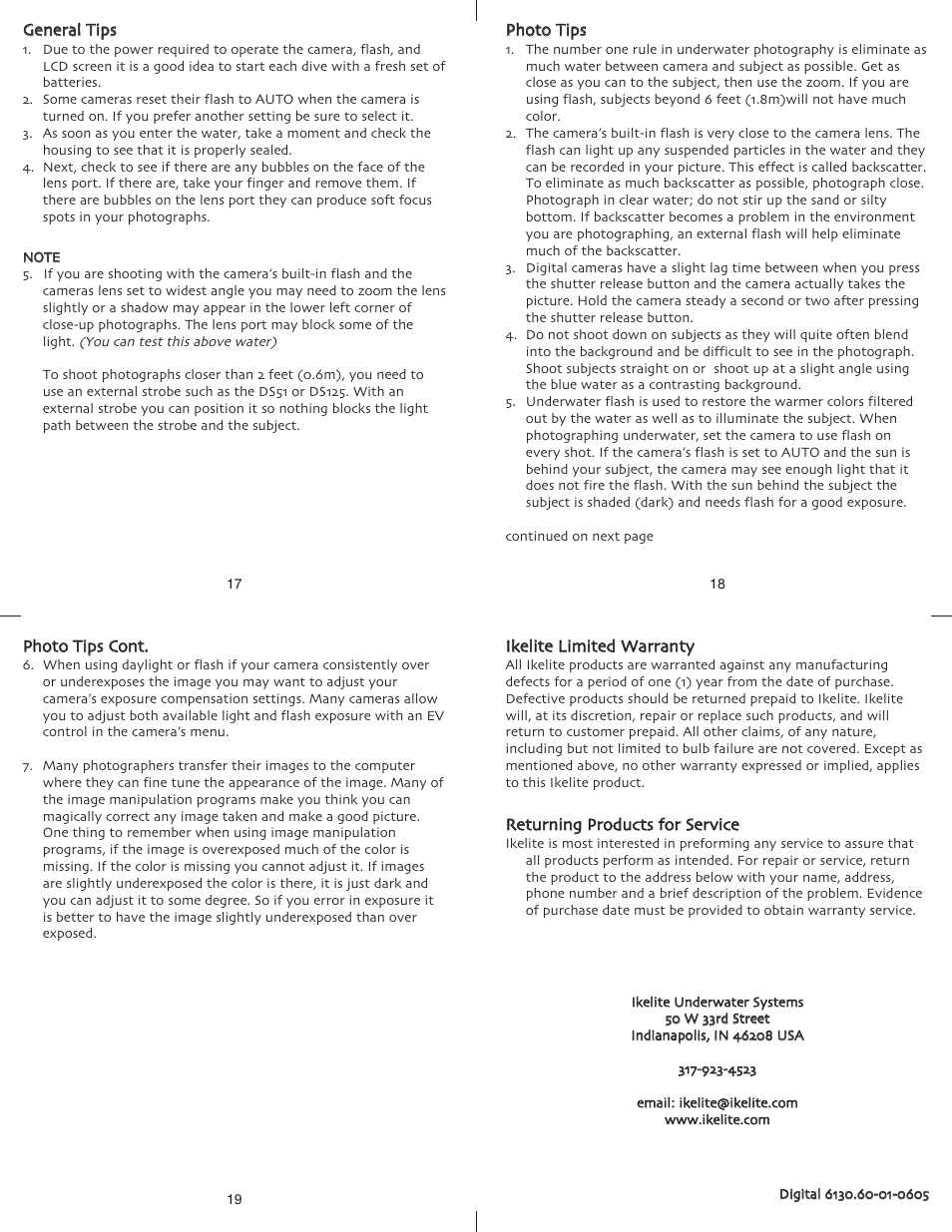 Ikelite Olympus C-60 User Manual | Page 6 / 6