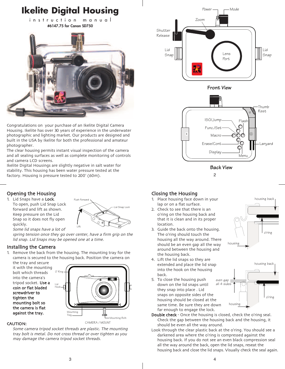 Ikelite SD-750 User Manual | 5 pages