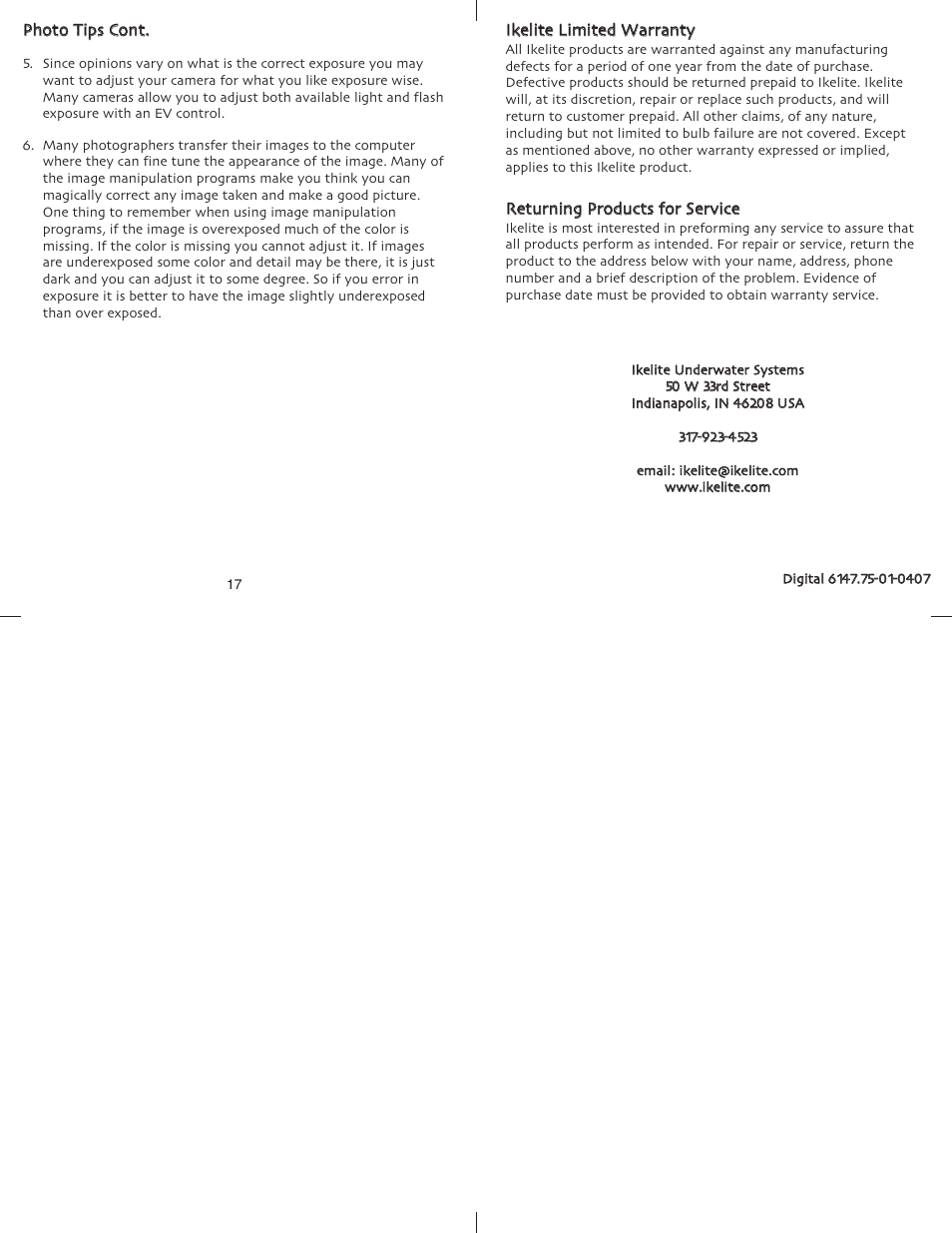 Ikelite SD-750 User Manual | Page 5 / 5