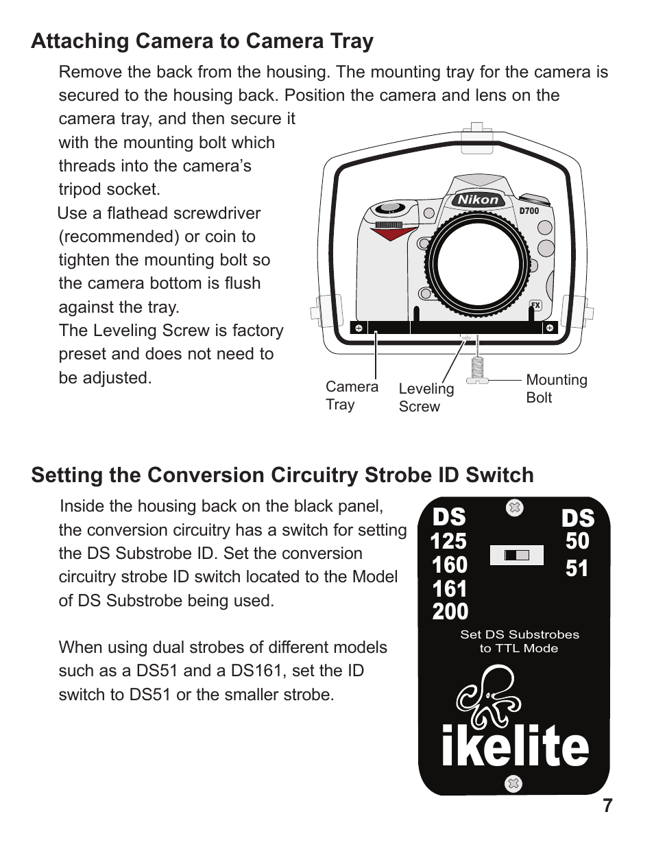 Ikelite | Ikelite SLR-DC Housing D700 User Manual | Page 7 / 28