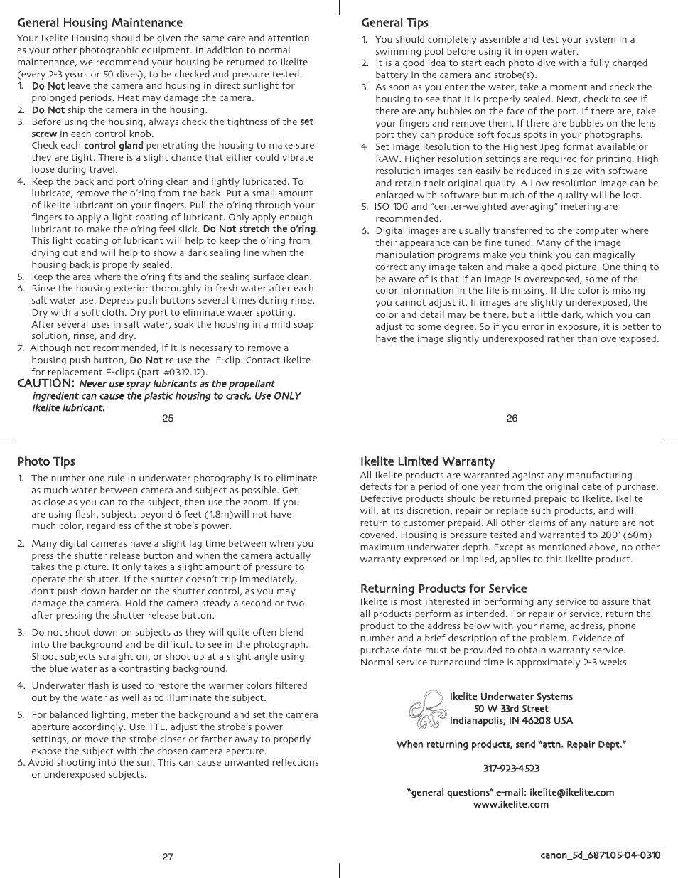 Ikelite SLR-DC User Manual | Page 7 / 7