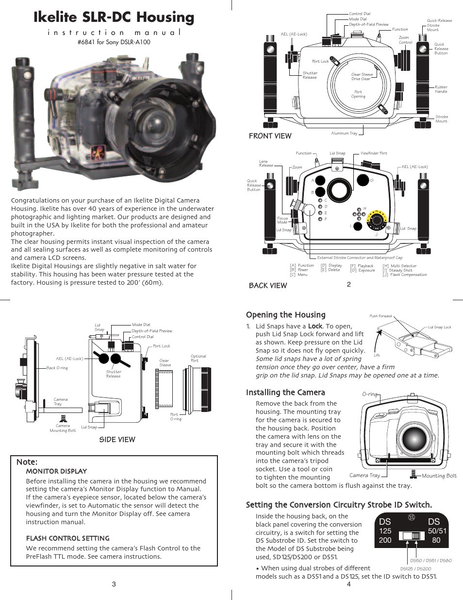 Ikelite DSLR-A100 User Manual | 6 pages