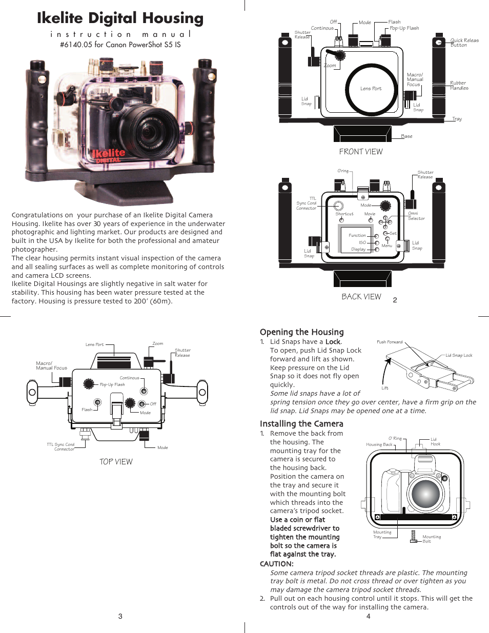 Ikelite Canon S5 IS User Manual | 6 pages