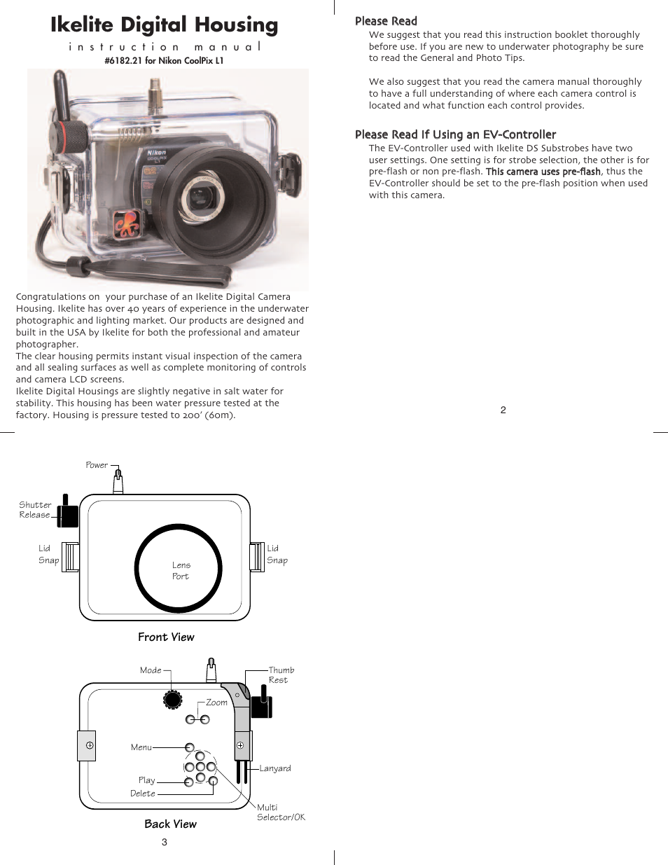 Ikelite digital housing | Ikelite Nikon Coolpix L1 User Manual | Page 2 / 7