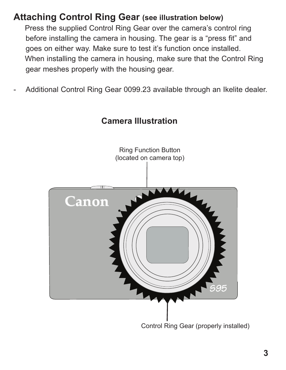 Canon | Ikelite S95 User Manual | Page 3 / 8