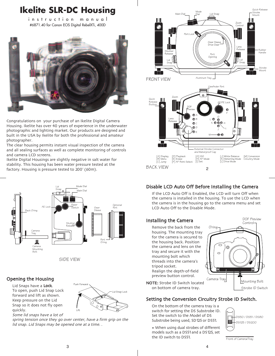 Ikelite Digital RebelXTi 400D User Manual | 7 pages