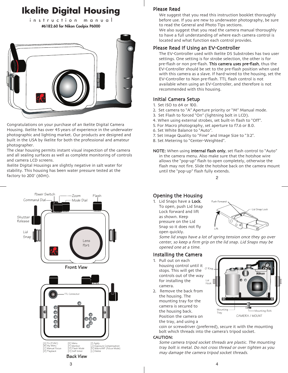 Ikelite Coolpix P-6000 User Manual | 5 pages