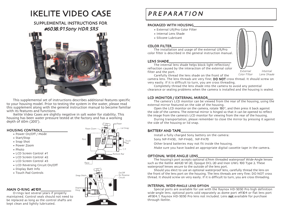 Ikelite HDR SR5 User Manual | 2 pages